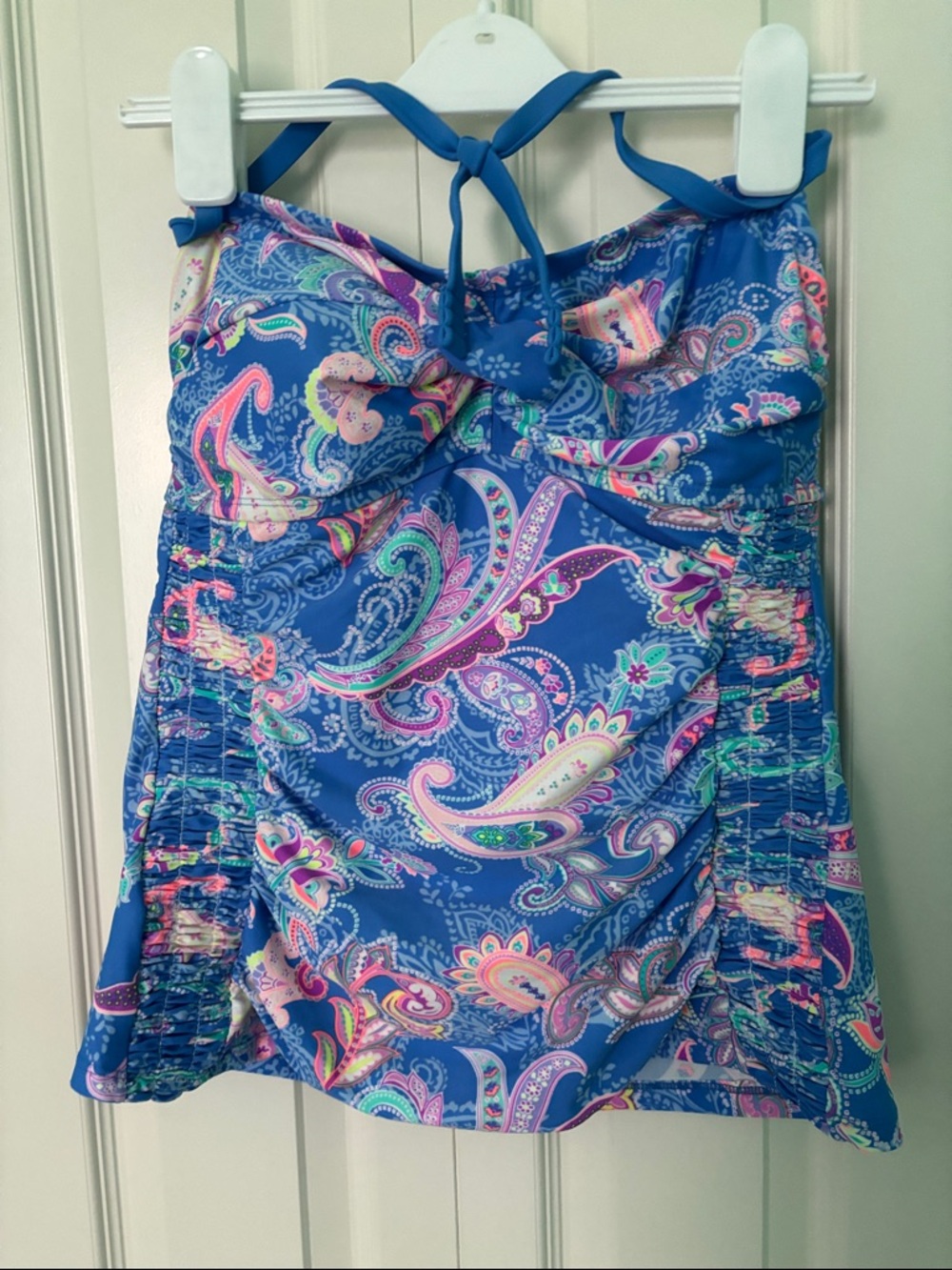Girls Blue Paisley One-Piece Swimsuit